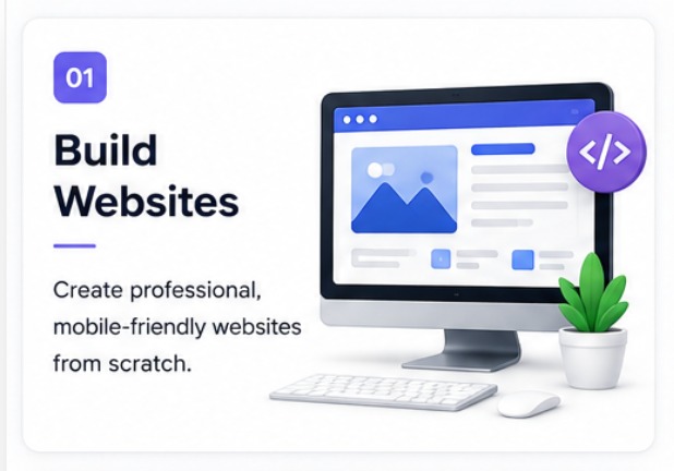 01 Build Websites — create professional, mobile-friendly websites from scratch.